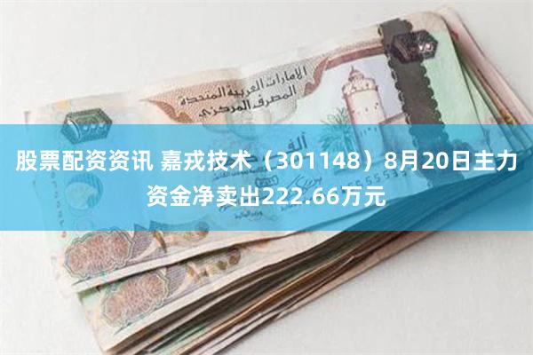 股票配资资讯 嘉戎技术（301148）8月20日主力资金净卖出222.66万元